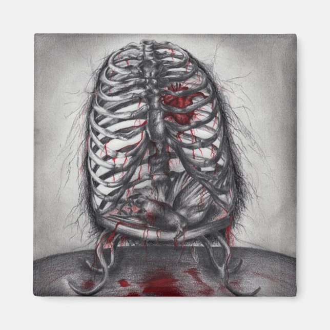 Aimant Anatomie de cage vide Cœur Surréalisme Art d'horre (Devant)