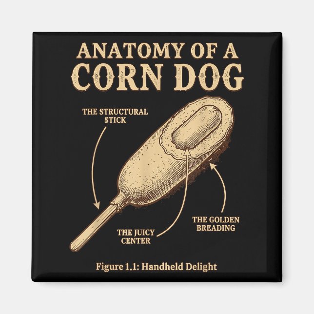 Aimant Anatomie d'un mème de corn dog ironique nourriture (Devant)