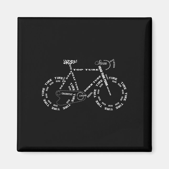 Aimant Anatomie d'un vélo - pièces de vélo drôles de cycl (Devant)