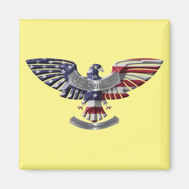 Aimant Ancien Aigle Américain "Fier D'Avoir Servi" (Devant)