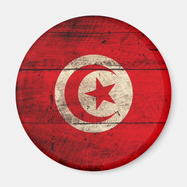 Aimant Ancien drapeau tunisien en bois (Devant)