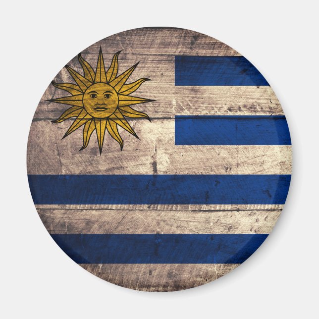 Aimant Ancien drapeau Uruguay en bois (Devant)