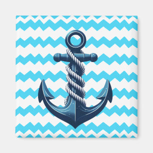 Aimant Ancrage bleu avec vagues bleues