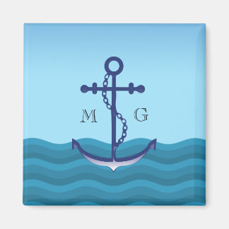 Aimant Ancre de navire nautique avec double monogramme