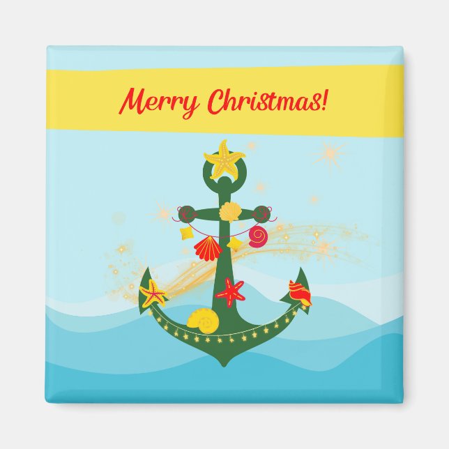 Aimant Ancre de Noël nautique (Devant)