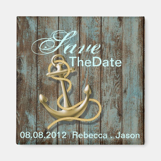 Aimant ancre de plage nautique mariage save the date (Devant)