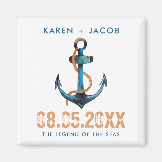 Aimant Ancre Nautical Cruise Navire Mariage Favoriser Mag (Devant)