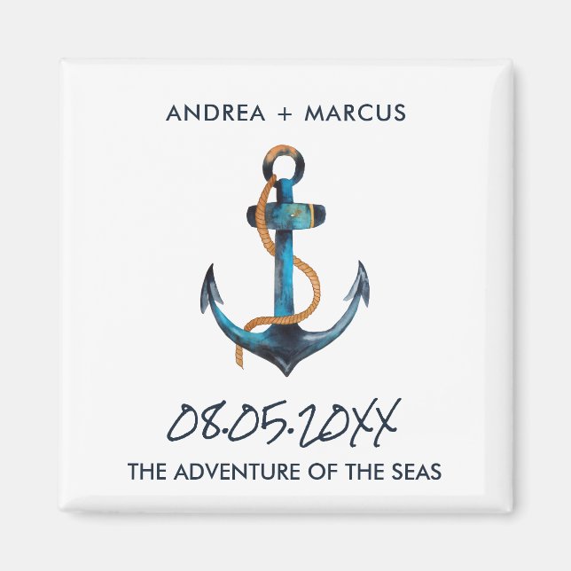 Aimant Ancre nautique Croisière Bateau Mariage Favoriser  (Devant)