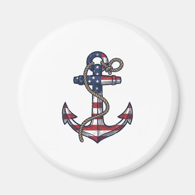 Aimant Ancre Patriotique Design Vectoriel Vintage_1 (Devant)