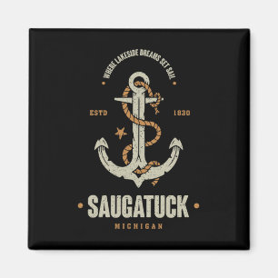 Aimant Ancre vintage Retro Saugatuck Michigan Boating Sa