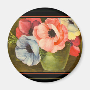 Aimant Anémones vintages dans le vase vert