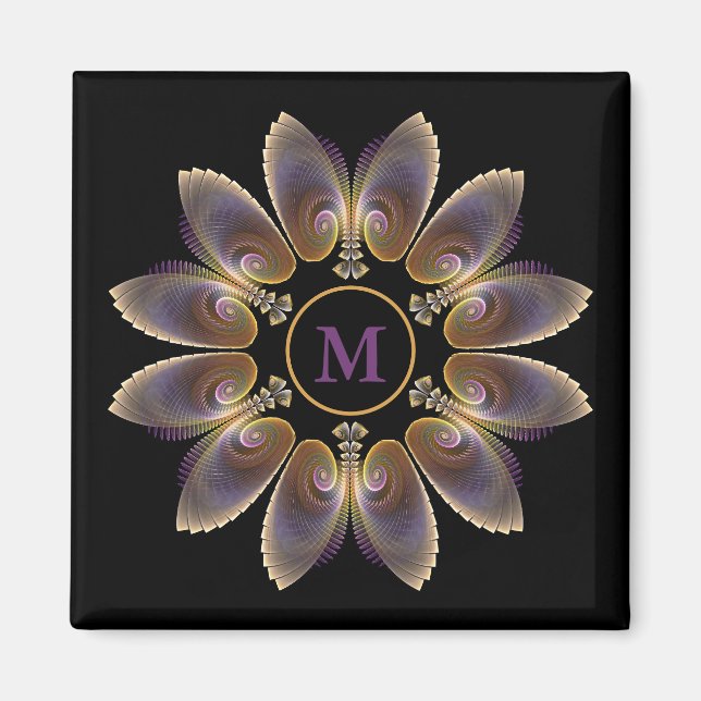 Aimant Ange Abstraite ailes Mandala Monogramme fractal (Devant)
