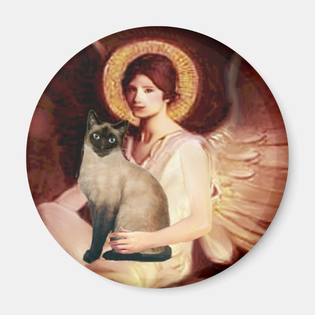 Aimant Ange assis - Chat siamois Seal Point (Devant)