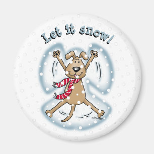 Aimant Ange de neige Chien Amusant mignon Noël Vacances a