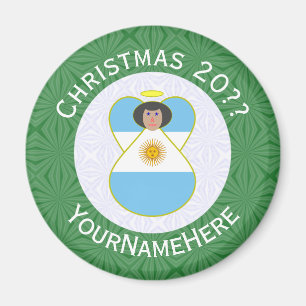 Aimant Ange de Noël personnalisé avec drapeau argentin