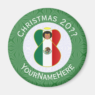 Aimant Ange de Noël personnalisé avec le drapeau mexicain
