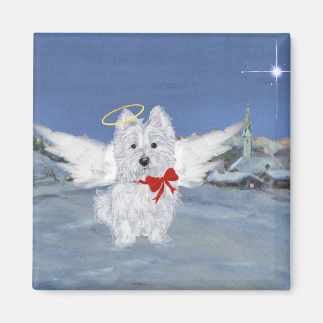 Aimant ange de Noël Westie (Devant)
