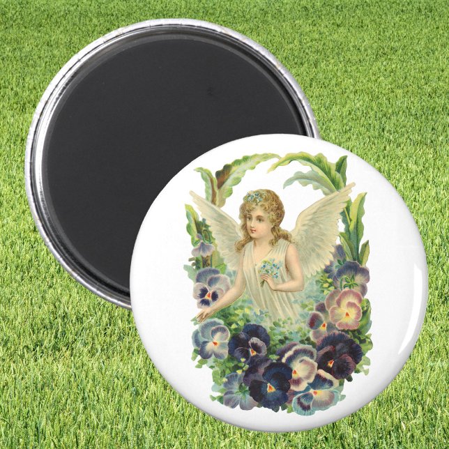 Aimant Ange de Pâques victorien avec fleurs de pensée vio (Créateur téléchargé)