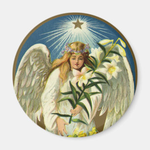 Aimant Ange de Pâques vintage, agneau, fleur de lys, étoi
