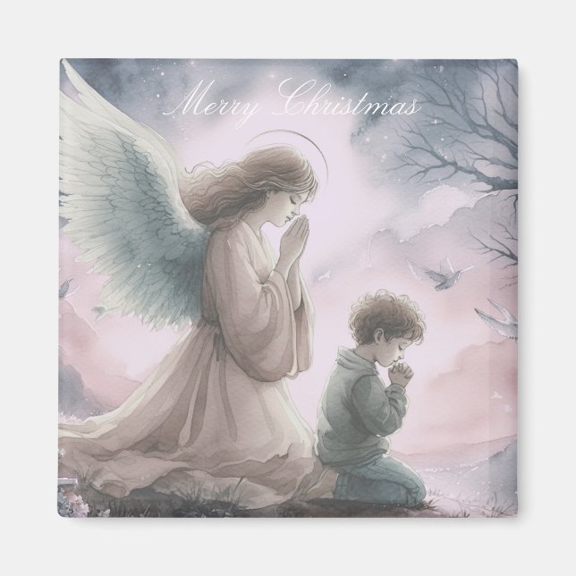 Aimant Ange gardien et enfant priant ensemble (Devant)