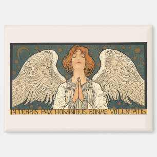 Aimant Ange religieux vintage priant avec des étoiles dor