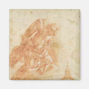 Aimant Ange suspendu et croquis architectural, c.1600