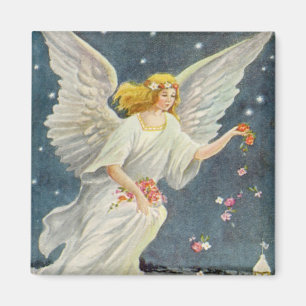 Aimant Ange victorien de Noël vintage avec des étoiles et