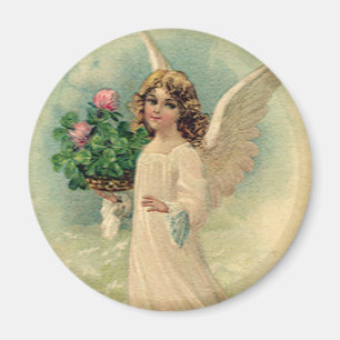 Aimant Ange victorien vintage de Pâques avec des fleurs