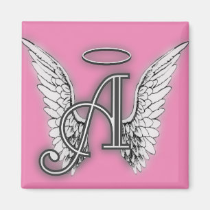 Aimant Angel Alphabet A Initiale Dernière Ailes Halo