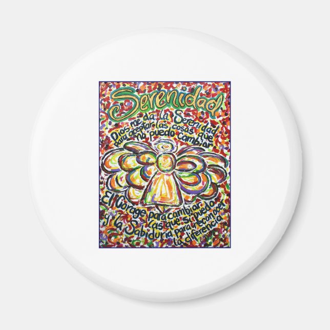 Aimant Angel de prière de sérénité (texte espagnol) (Devant)