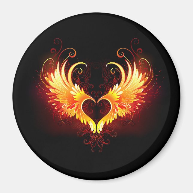 Aimant Angel Fire Heart with Wings (Devant)