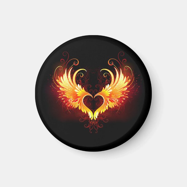 Aimant Angel Fire Heart with Wings (Devant)