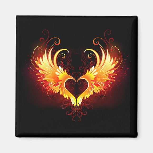 Aimant Angel Fire Heart with Wings (Devant)