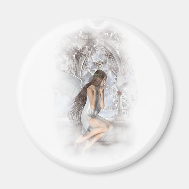 Aimant Angel gothique et sa colombe Vignette (Devant)