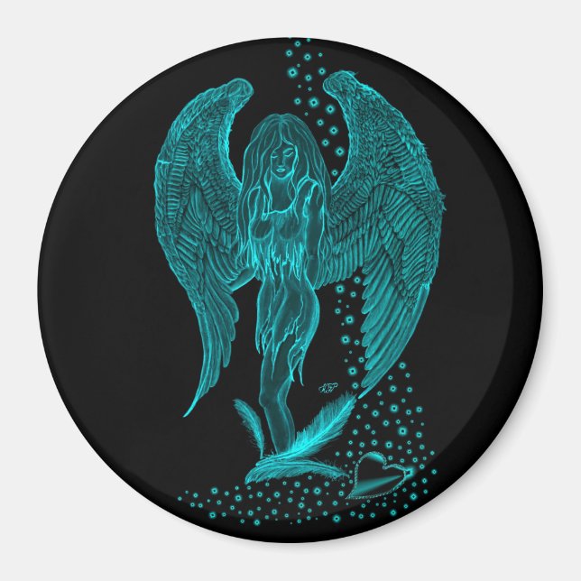 Aimant Angel perdu en amour, noir et vert Design (Devant)