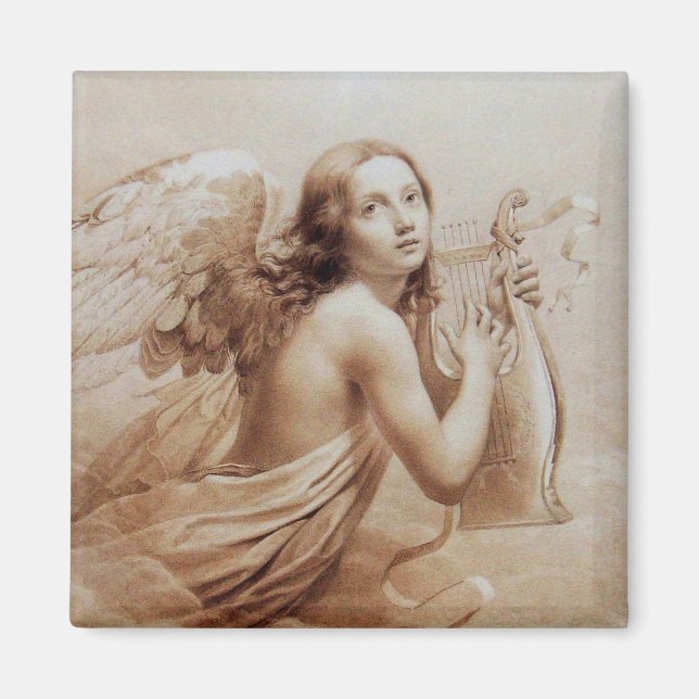 Aimant ANGEL PLAYING LYRA OVER THE CLOUDS brown (Devant)