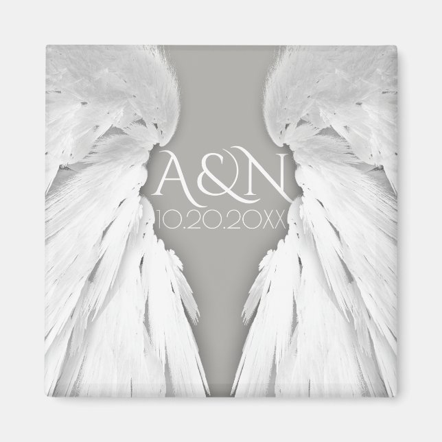 Aimant ANGEL WINGS Elegant Grey Enregistrer la date (Devant)