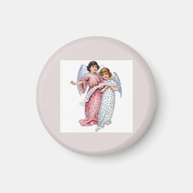 Aimant Anges en rose et bleu (Devant)