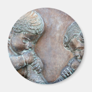 Aimant Anges soufflant le soulagement âgé par cuivre de