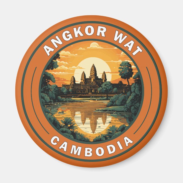 Aimant Angkor Vat Cambodge - Badge d'Art Voyage (Devant)