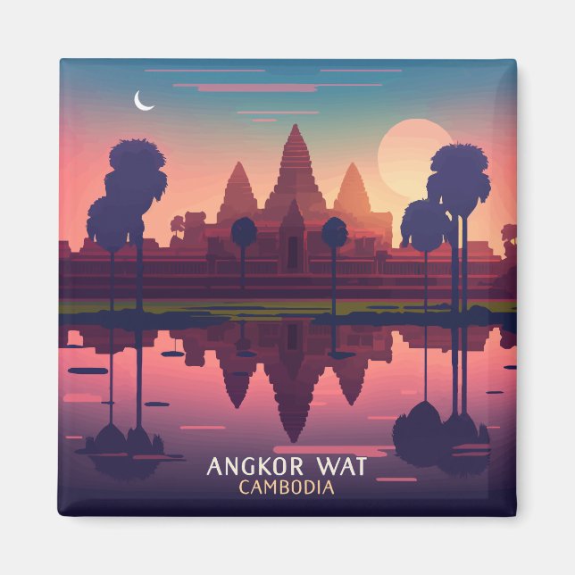 Aimant Angkor Wat Sunrise Cambodge Siem Reap Retro (Devant)