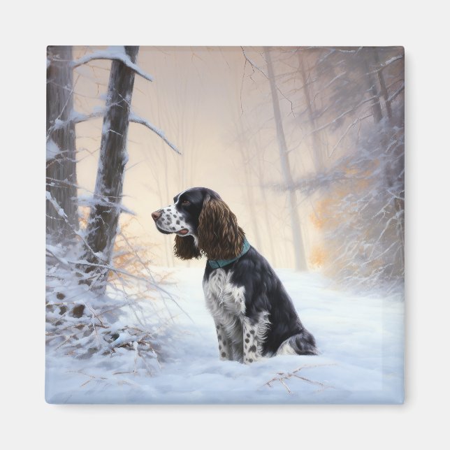 Aimant Anglais Springer Spaniel Laissez-le neiger Noël (Devant)