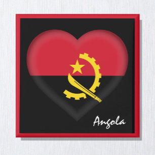 Aimant Angola flag & Angolan Heart, Africa holiday /sport