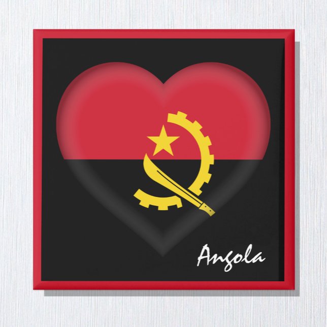 Aimant Angola flag & Angolan Heart, Africa holiday /sport (Créateur téléchargé)