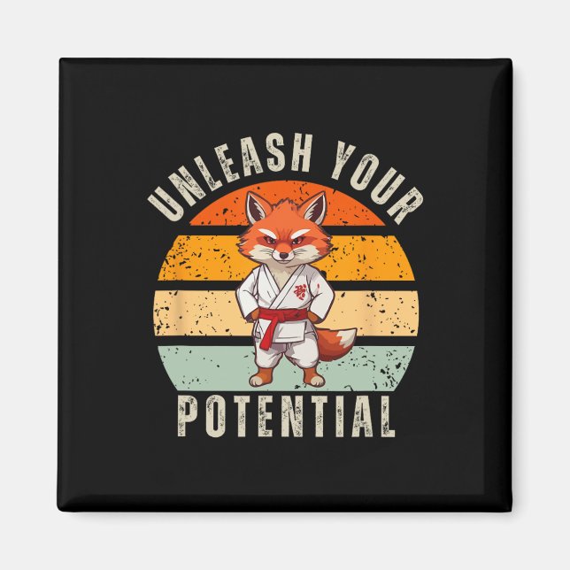 Aimant Angry Fox Japonais Self Defense Karate Retro (Devant)