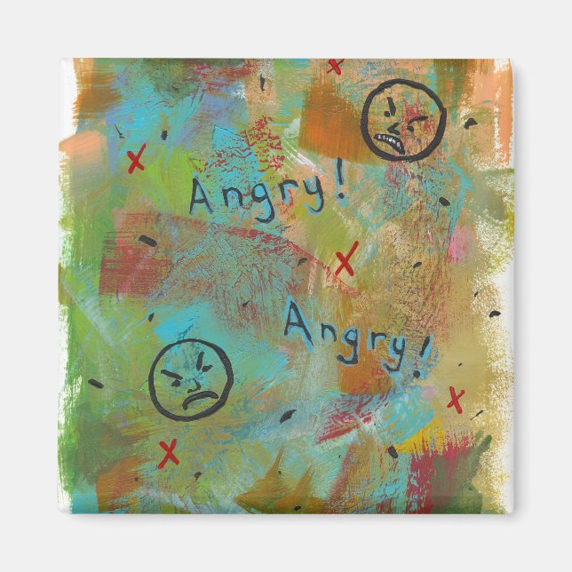 Aimant Angry grouchy yuck visage fou fun art contemporain (Devant)