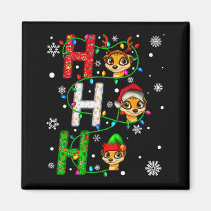 Aimant Anim de Meerkat avec chapeau de Père Noël Noël Ho