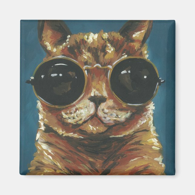 Aimant Animal Dapper | Kitty dans les lunettes de soleil (Devant)