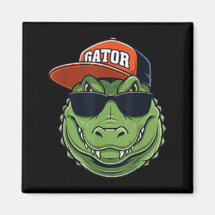 Aimant Animal graphique de crocodile cool avec casquette