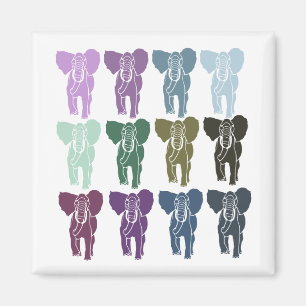 Aimant Animaux colorés Eléphants